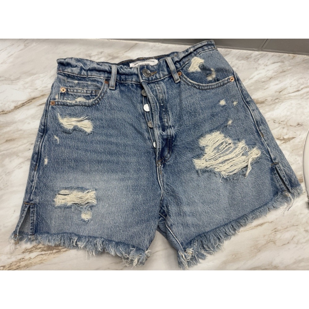 Garage Denim Distressed Festival Jean Shorts Blue Size 4